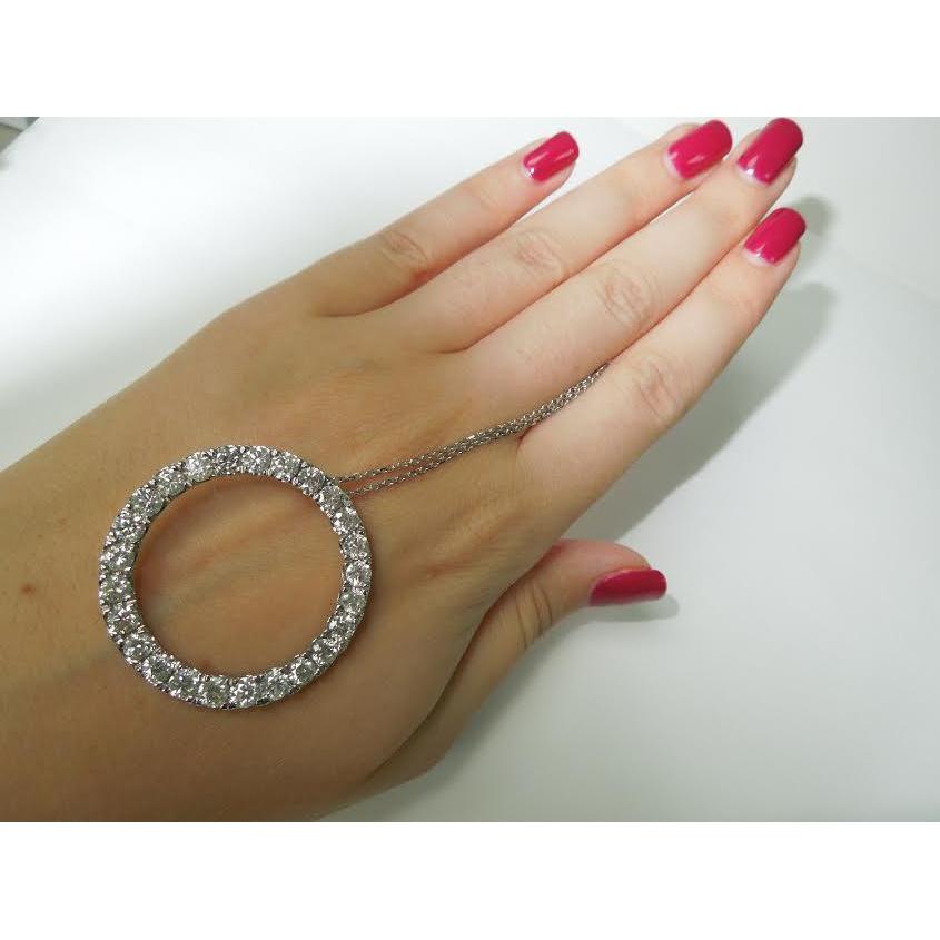 8.75 Karat Damen Circle Of Life Diamant Anhänger Weißgold Schmuck