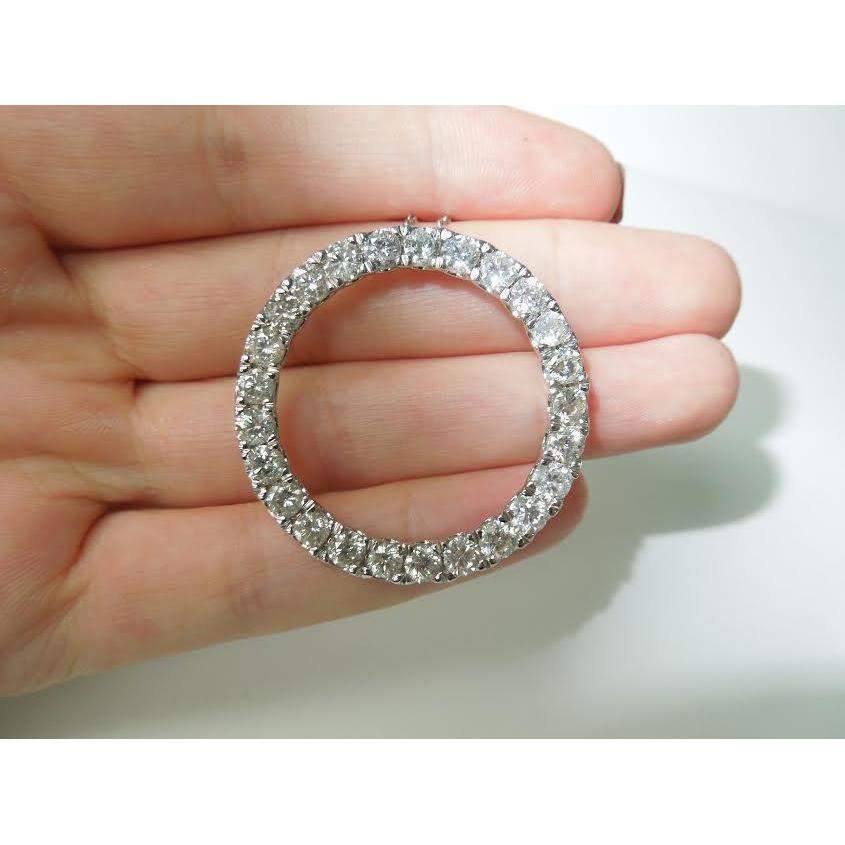 8.75 Karat Damen Circle Of Life Diamant Anhänger Weißgold Schmuck