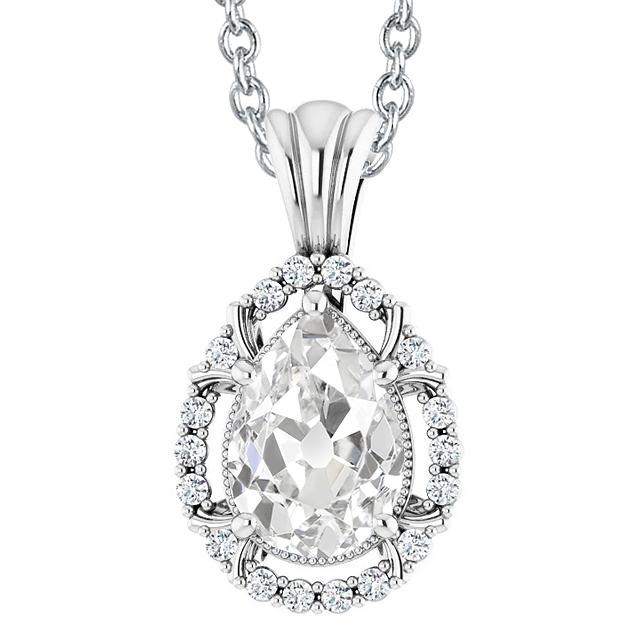 Damendiamant-Hängerutsche mit Bügel rund & Birne alter Bergmann 5 Karat - harrychadent.ch