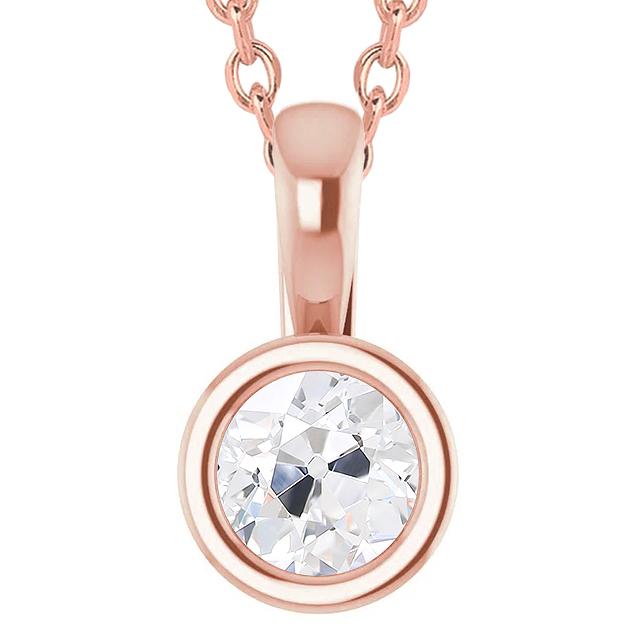 Diamant-Anhänger Roségold Lünette Old Cut 2,50 Karat Schiebekette - harrychadent.ch