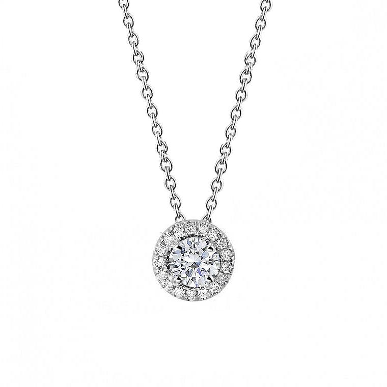 Diamant Damen Halo Anhänger Halskette 1.45 Karat 14K Weißgold Neu
