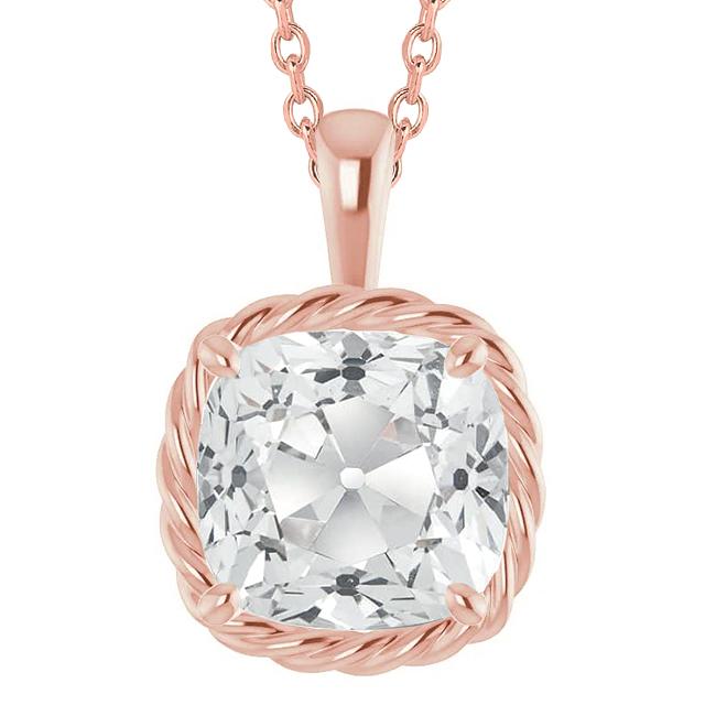 Diamant Solitaire Anhänger Slide 5 Karat Kissen alter Bergmann Schmuck - harrychadent.ch