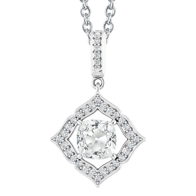 Halo Diamant Anhängerrutsche mit Kettenkissenschliff Old Cut 3,50 Karat - harrychadent.ch