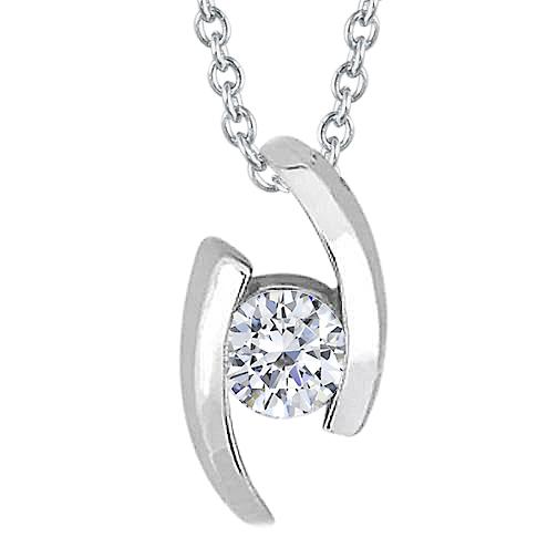 Natürliche Lünette Set 1 Karat Rundschliff Diamant-Anhänger-Halskette WG 14K