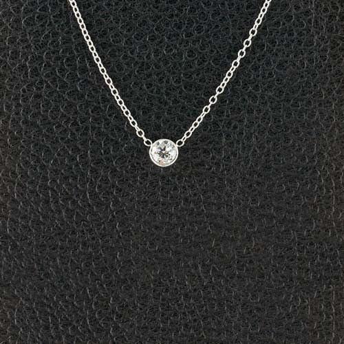 Runde Brillantschliff 1 Karat Diamant Anhänger Halskette 14K Weißgold
