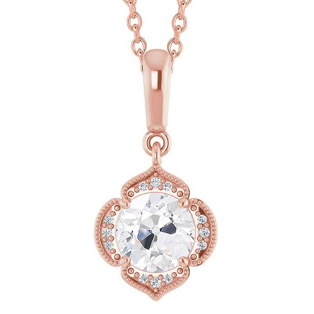 Runder Halo-Diamant-Anhänger Rutsche alter Bergmann 2 Karat Krappenset Roségold - harrychadent.ch