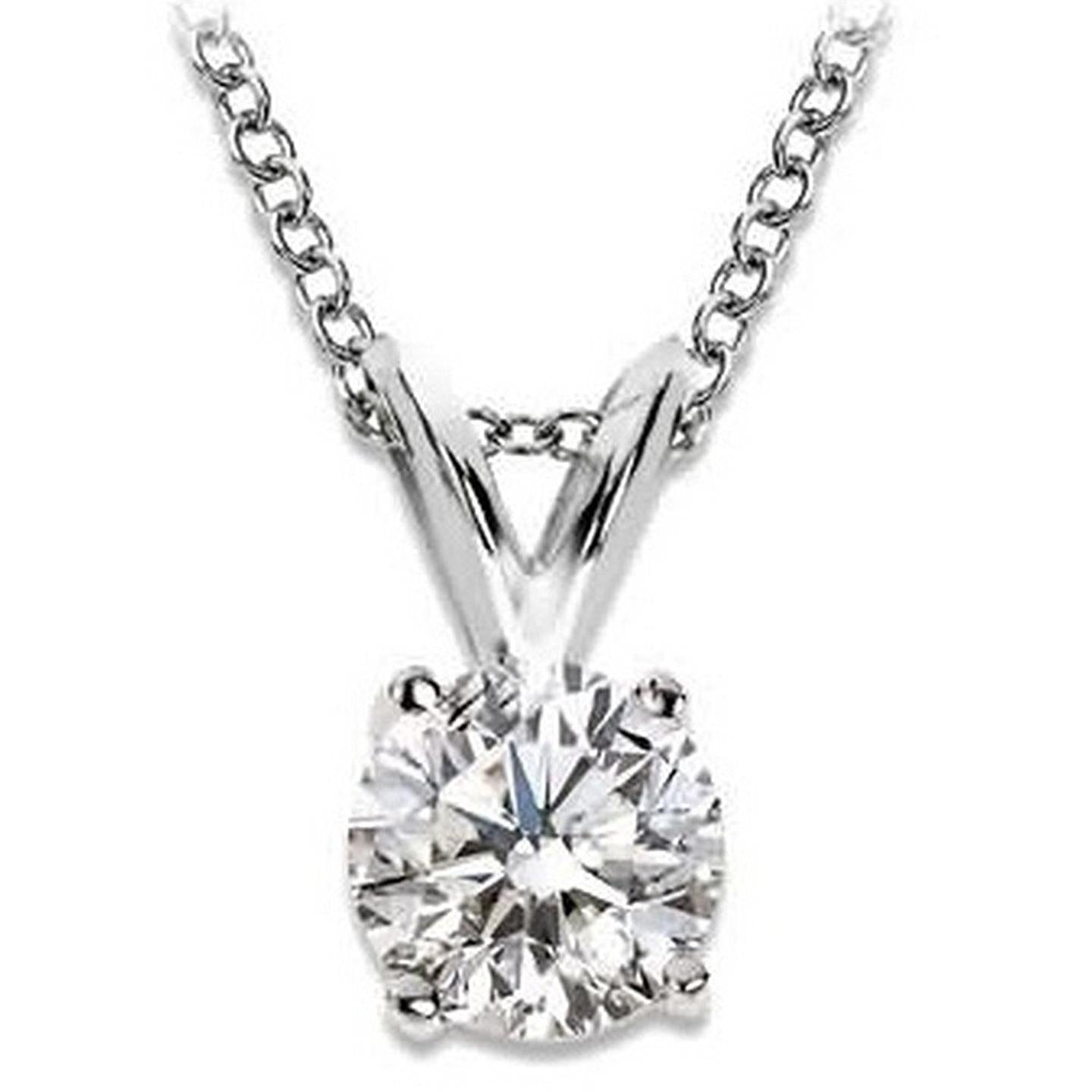 Runder Solitär-Diamant-Halsketten-Anhänger 2,75 Kt Weißgold 14K - harrychadent.ch