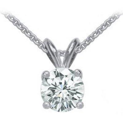 Solitär-Runddiamant-Halsketten-Anhänger mit Kette 1 Karat WG 14K