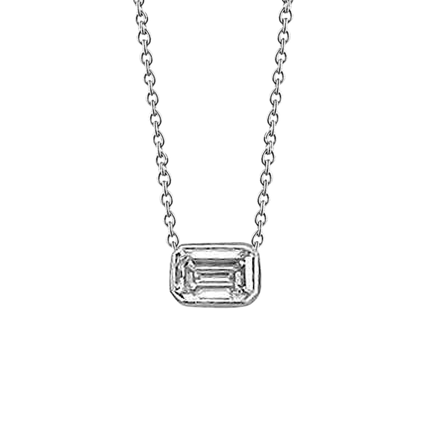 Wunderschöner 1.25 Karat Smaragd-Solitär-Diamant-Halsketten-Anhänger