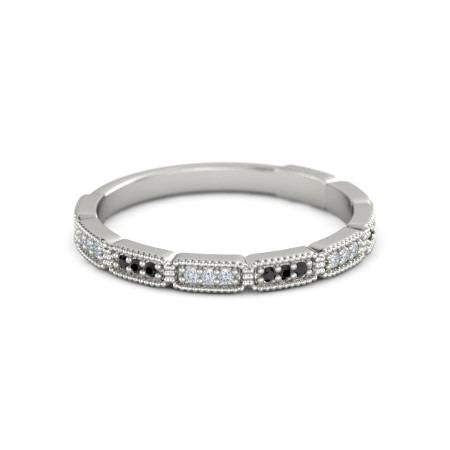 Jubiläumsband 0.54 Karat Schwarze Diamanten Vintage Weißgold 14K - harrychadent.ch