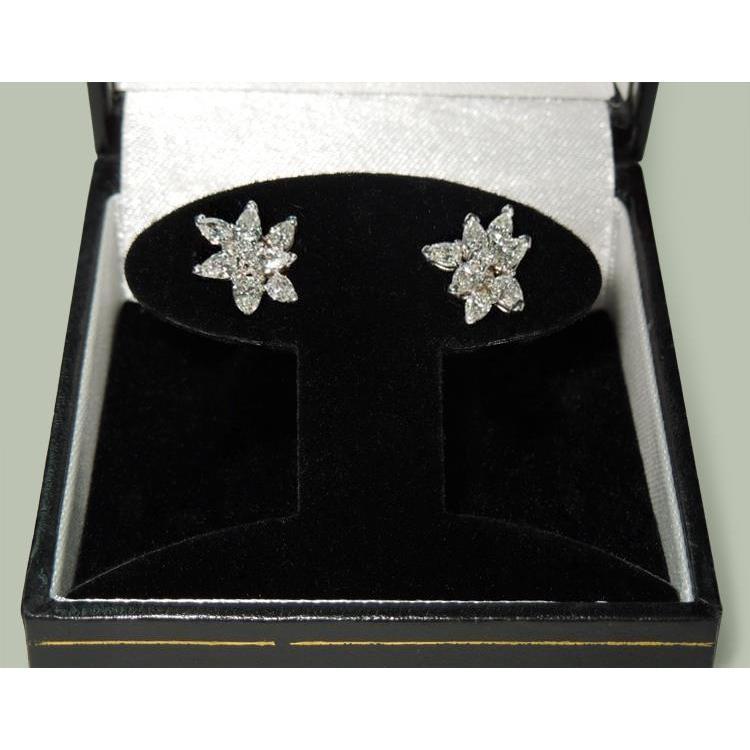 3 Karat Birnenform Runde Diamant-Cluster-Ohrringe Gold