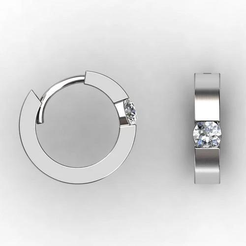 1,5 kt diamant-solitär-diamant-hoop-ohrring im rundschliff 14 karat weißgold