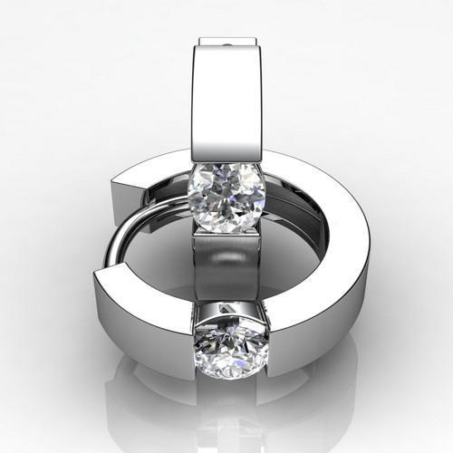 1,5 kt diamant-solitär-diamant-hoop-ohrring im rundschliff 14 karat weißgold