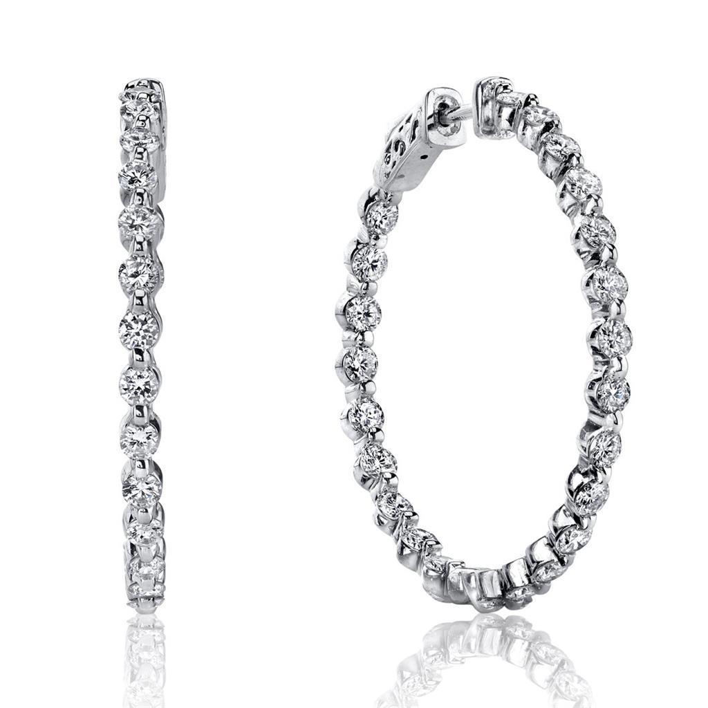4,60 ct Runde Brillantschliff Diamanten Damen Creolen Weißgold