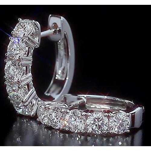 Creolen Ohrringe Runder Diamant Weißgold 14K - harrychadent.ch