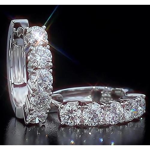 Creolen Ohrringe Runder Diamant Weißgold 14K - harrychadent.ch