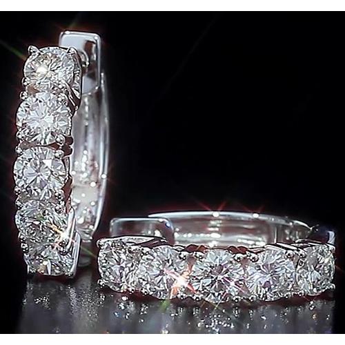 Creolen Ohrringe Runder Diamant Weißgold 14K - harrychadent.ch