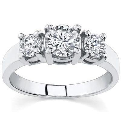 2 karat runder diamant drei steine jubiläumsring weißgold 14k