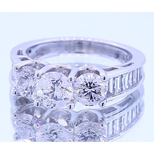 2,50 Karat Runder Diamant-Verlobungsring mit 3 Steinen Weißgold 14K - harrychadent.ch