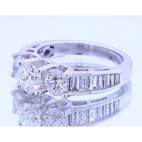 2,50 Karat Runder Diamant-Verlobungsring mit 3 Steinen Weißgold 14K - harrychadent.ch