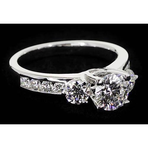 2,75 Karat Drei-Stein-Ring-Kanal-Set Runder Diamantschmuck - harrychadent.ch