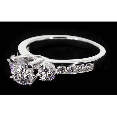 2,75 Karat Drei-Stein-Ring-Kanal-Set Runder Diamantschmuck - harrychadent.ch