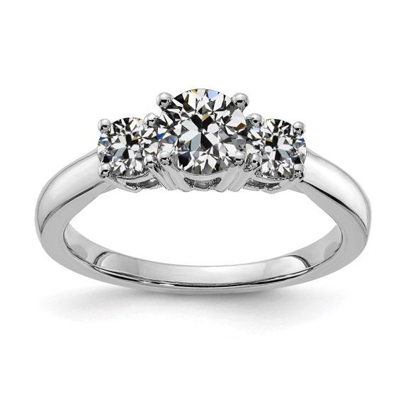 3 Steine Ring Rund Alter Minenschliff Diamant Weißgold Schmuck 3 Karat - harrychadent.ch