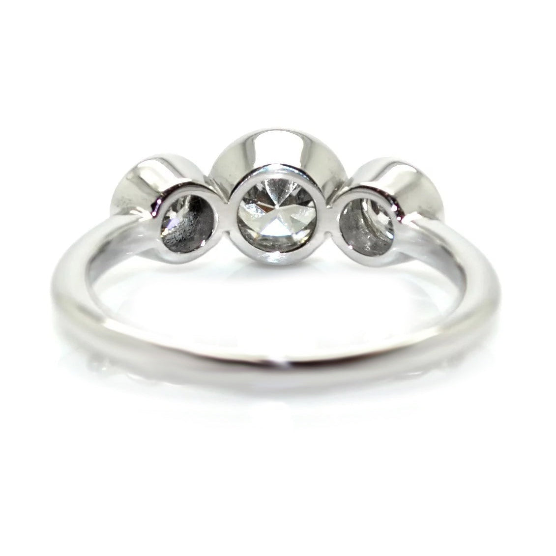 3 Steine Ring Rund Alter Minenschliff Diamant Weißgold Schmuck 4 Karat