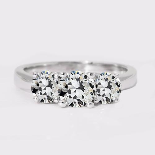 3 Steine runder alter Minenschliff Diamantring 3,50 Karat Goldschmuck - harrychadent.ch