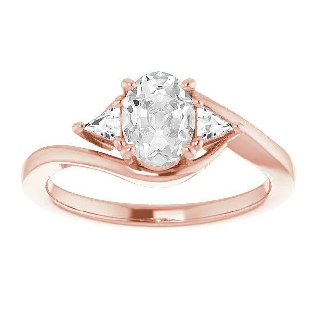 3 Trillionen Steine & Ovale Altschliff Diamant Ring Krappen Set 4 Karat - harrychadent.ch
