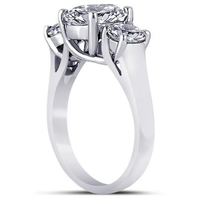 4 Karat runder Diamant-Drei-Steine-Verlobungsring Weißgold 14K