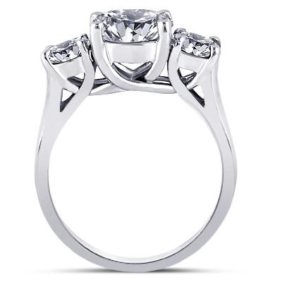 4 Karat runder Diamant-Drei-Steine-Verlobungsring Weißgold 14K