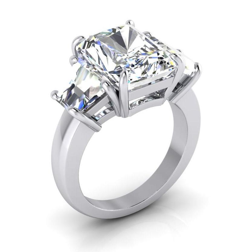 7 Karat Strahlender Diamant 3 Steine Verlobungsring Gold Weiß