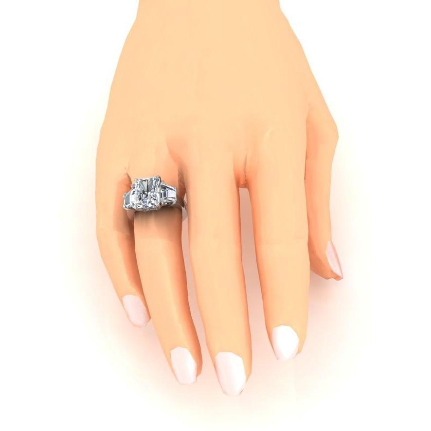 7 Karat Strahlender Diamant 3 Steine Verlobungsring Gold Weiß