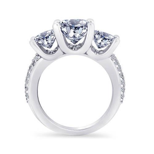 Diamanten Pave Verlobungsring 4,11 Karat Weißgold 14K Neu