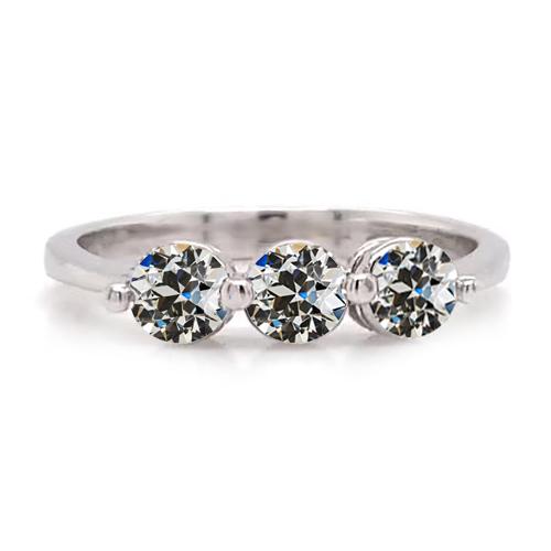 Jubiläumsring Rund Alter Bergmann Diamant 3 Stein Schmuck 3 Karat - harrychadent.ch