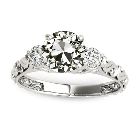 Runder 3 Stein alter Minenschliff Diamantring Vintage-Stil 3 Karat - harrychadent.ch