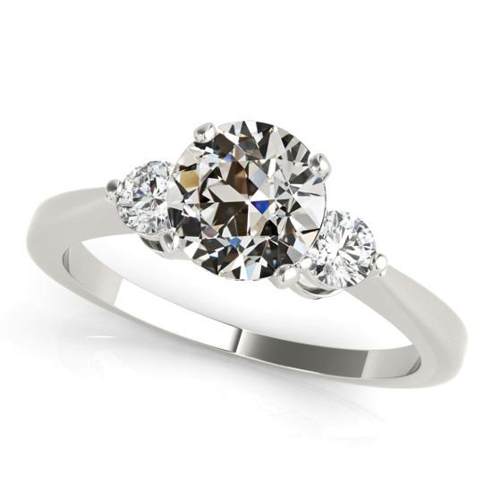Runder 3-Stein-Ring Alte Europäische Diamanten Weißgold 3 Karat - harrychadent.ch