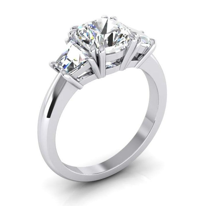 Sparkling Three Stone 2,20 Karat Kissen Diamant Ehering - harrychadent.ch