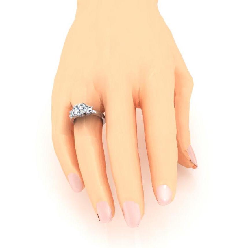 Sparkling Three Stone 2,20 Karat Kissen Diamant Ehering - harrychadent.ch