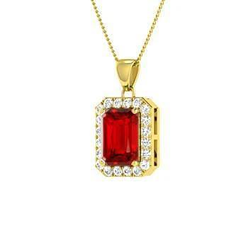 5,60 Karat Krappenset Rubin mit Diamanten Anhänger Gelbgold 14K - harrychadent.ch