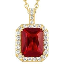 6,45 Karat Rubin und Diamant Halskette Anhänger Gelbgold Schmuck - harrychadent.ch