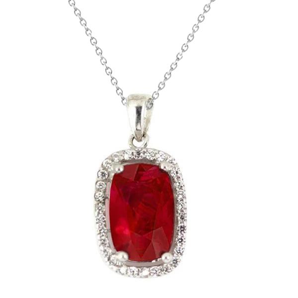 6,50 Karat Roter Rubin mit Diamant Damen Halskette Weißgold 14K - harrychadent.ch