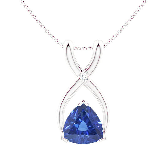 Billion blauer Saphir & Diamant-Anhänger mit Kette V-Zacke 2,75 Karat