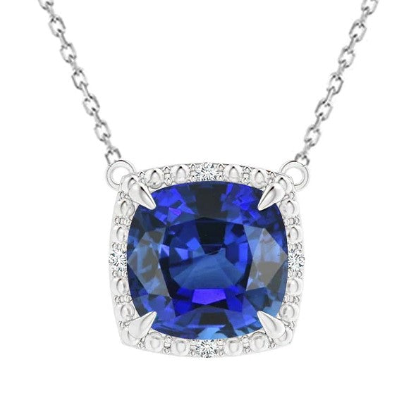 Eagle Claws Kissen Blauer Saphir Halo Anhänger Hundeohr 5,25 Karat