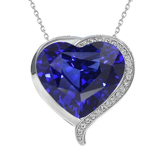 Herz-Anhänger mit blauem Saphir und runder Diamant-Lünette, 6,25 Karat
