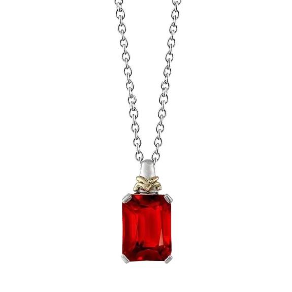 Roter Rubin Anhänger Halskette mit Kette 6 Karat Gold 14K - harrychadent.ch