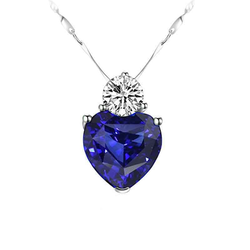 Weißgold-Herz-Sri-Lanka-Saphir & runder Diamant-Anhänger 4,50 Karat