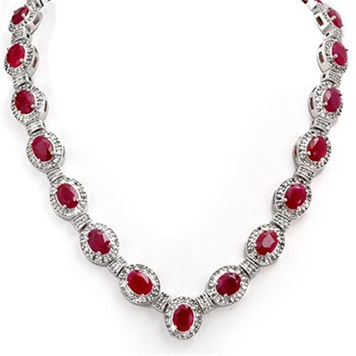 Rubin und Diamanten im Ovalschliff 35.50 Karat Damen-Halskette Gold 14K - harrychadent.ch