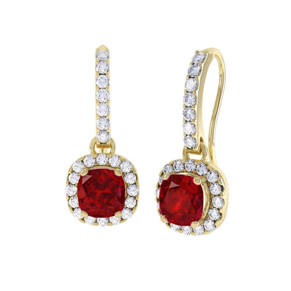 14K Gelbgold 5 Karat Rubin und Diamanten Ohrringe baumeln - harrychadent.ch